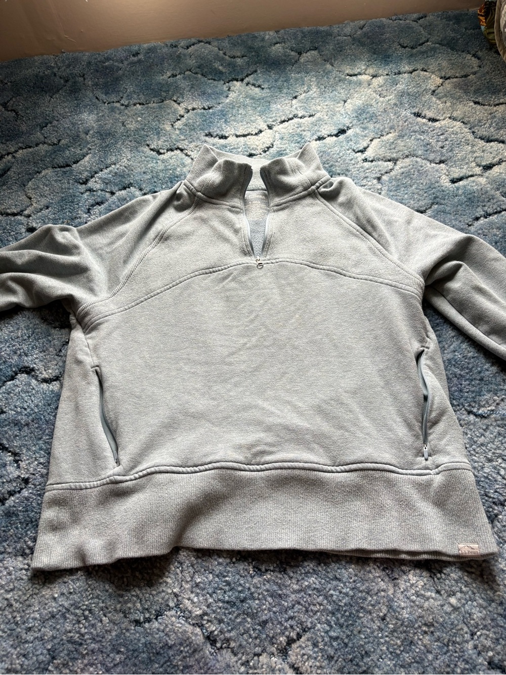 L.L. Bean Light Gray Men's Quarter-Zip Pullover